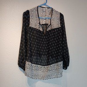 Lee Cooper Long Sleeve Boho Paisley Peasant Top Size Medium Womens EUC